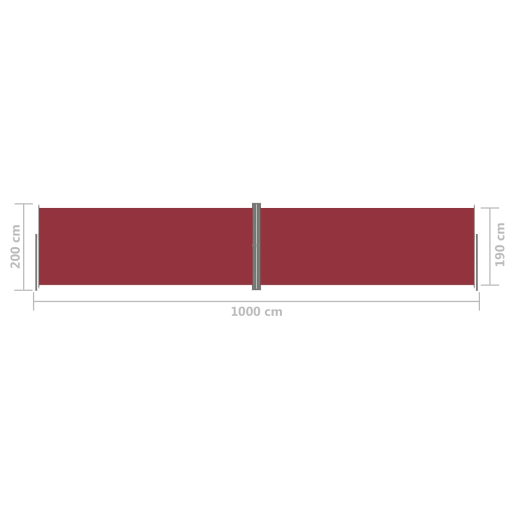 Seitenmarkise Ausziehbar Rot 200x1000 cm