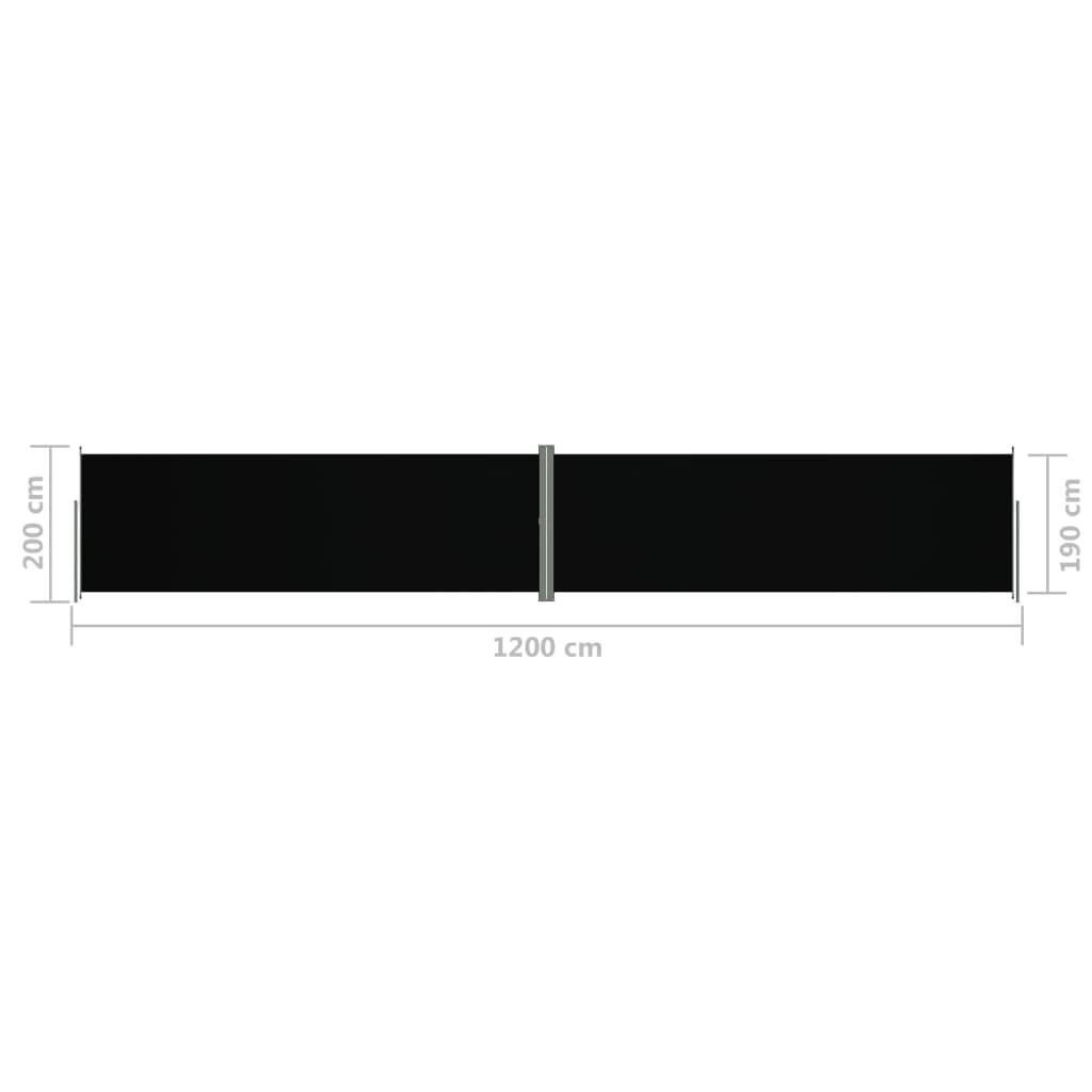 Seitenmarkise Ausziehbar Schwarz 200x1200 cm