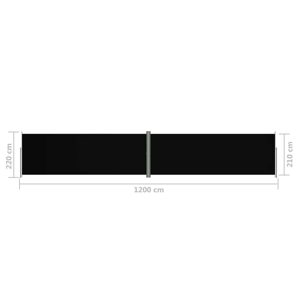 Seitenmarkise Ausziehbar Schwarz 220x1200 cm