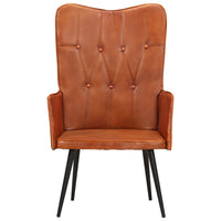 Thumbnail for Ohrensessel Hellbraun Echtleder