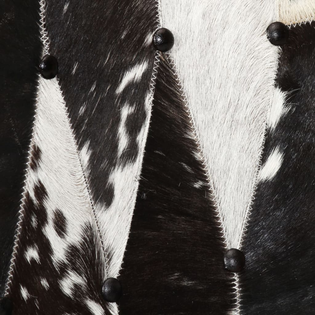 Ohrensessel Schwarz und Weiß Echtleder