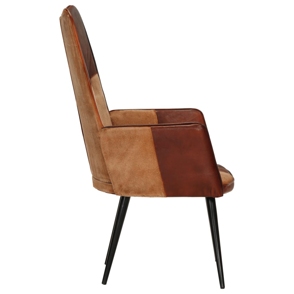 Ohrensessel Braun Echtleder