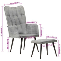 Thumbnail for Ohrensessel mit Hocker Grau Vintage Canvas