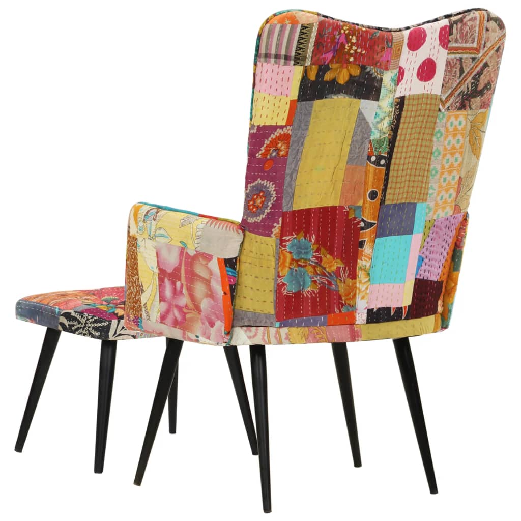 Sessel mit Hocker Mehrfarbig Patchwork Canvas