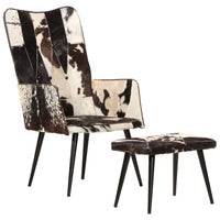 Thumbnail for Ohrensessel mit Hocker Schwarz Echtleder