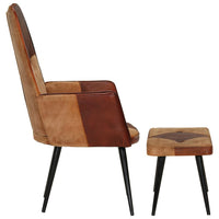 Thumbnail for Sessel mit Hocker Braun Echtleder und Canvas