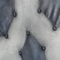 Thumbnail for Sessel mit Hocker Grau Echtleder und Canvas