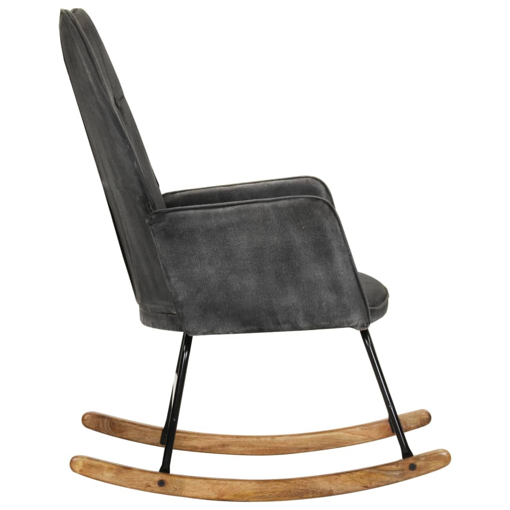 Schaukelstuhl Schwarz Vintage Canvas