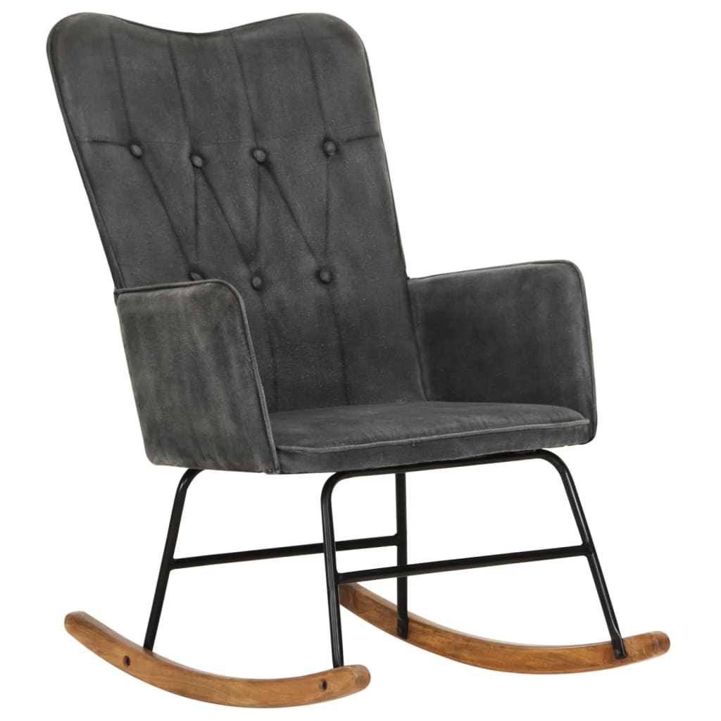 Schaukelstuhl Schwarz Vintage Canvas