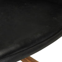 Thumbnail for Schaukelstuhl mit Hocker Schwarz Echtleder