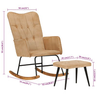 Thumbnail for Schaukelstuhl mit Hocker Creme Vintage Canvas