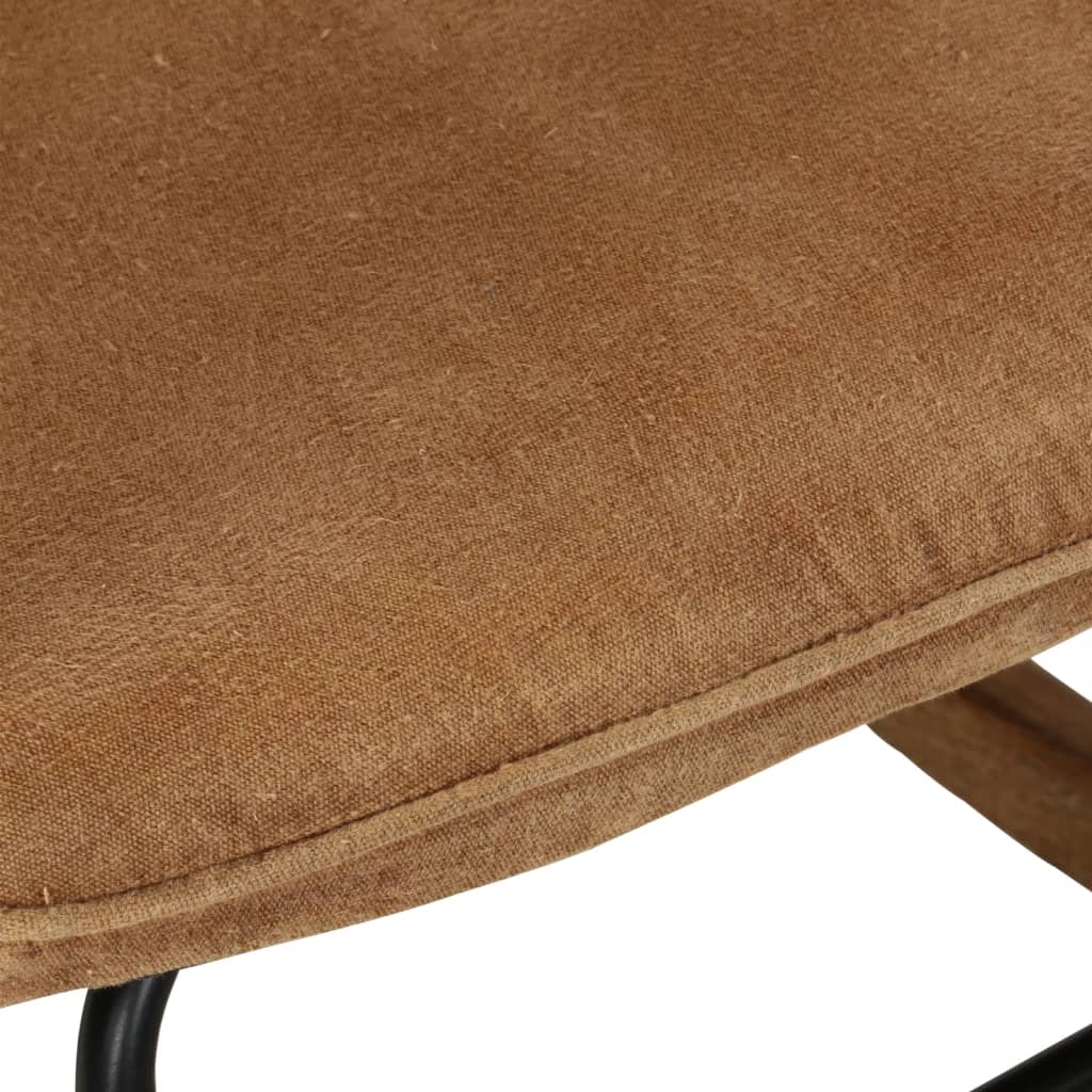 Schaukelstuhl mit Hocker Braun Vintage Canvas