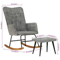 Thumbnail for Schaukelstuhl mit Hocker Grau Vintage Canvas