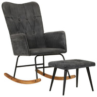 Thumbnail for Schaukelsessel mit Hocker Schwarz Vintage Canvas