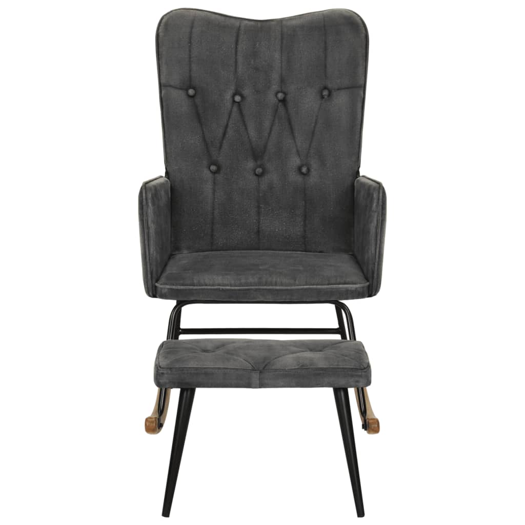 Schaukelsessel mit Hocker Schwarz Vintage Canvas