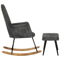Thumbnail for Schaukelsessel mit Hocker Schwarz Vintage Canvas