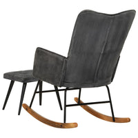 Thumbnail for Schaukelsessel mit Hocker Schwarz Vintage Canvas