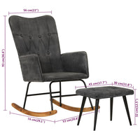 Thumbnail for Schaukelsessel mit Hocker Schwarz Vintage Canvas