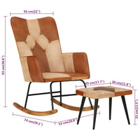 Thumbnail for Schaukelstuhl mit Hocker Braun Echtleder und Canvas
