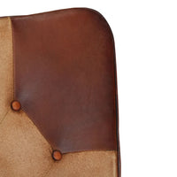 Thumbnail for Schaukelstuhl mit Hocker Braun Echtleder und Canvas