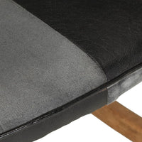 Thumbnail for Schaukelstuhl mit Hocker Schwarz Echtleder und Canvas
