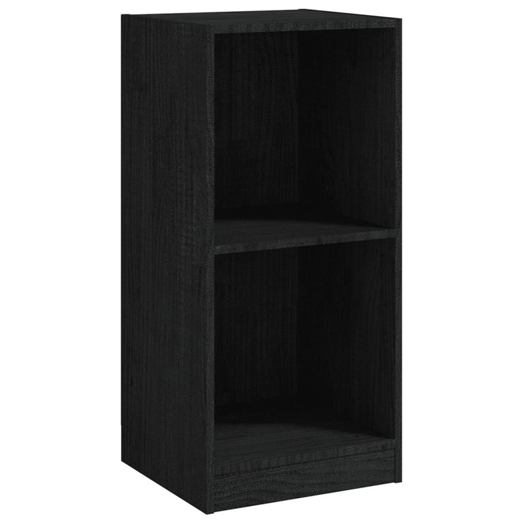 Beistellschrank Schwarz 35,5x33,5x76 cm Massivholz Kiefer