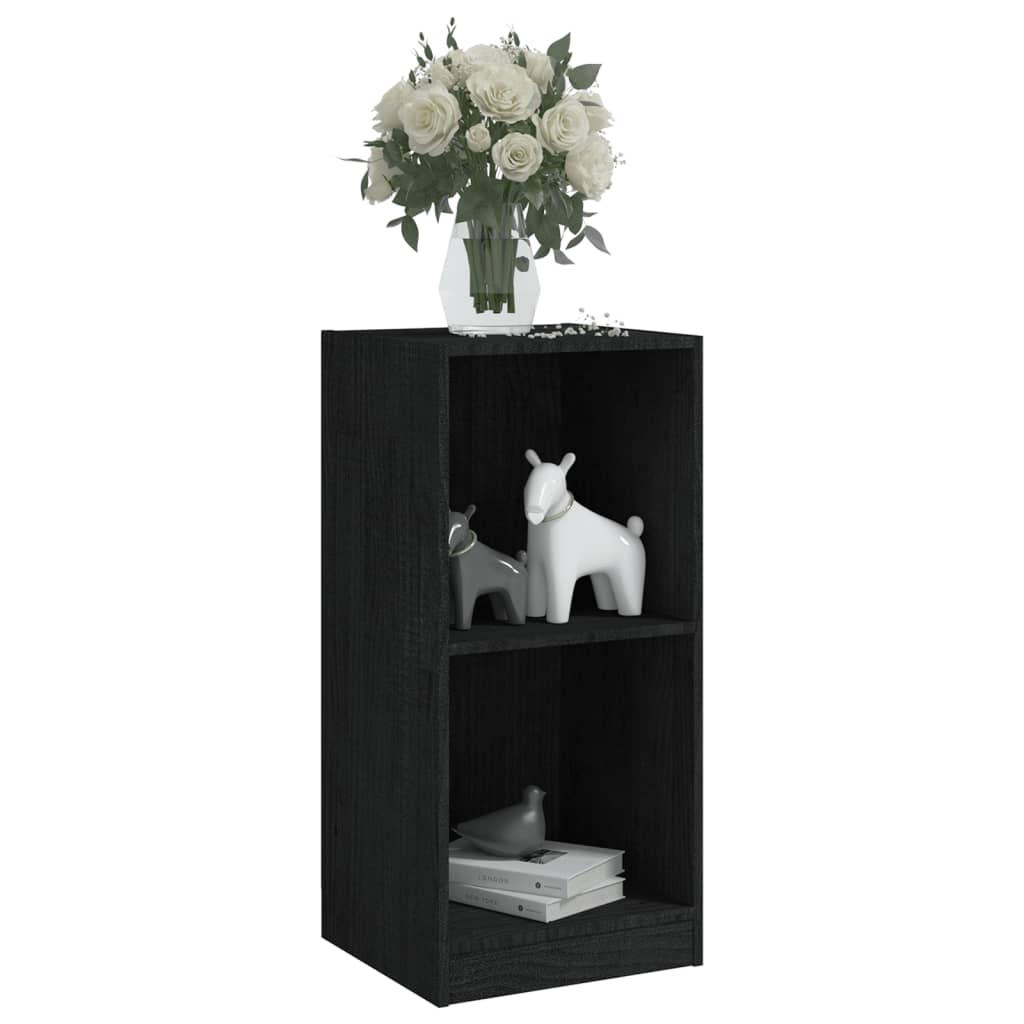 Beistellschrank Schwarz 35,5x33,5x76 cm Massivholz Kiefer