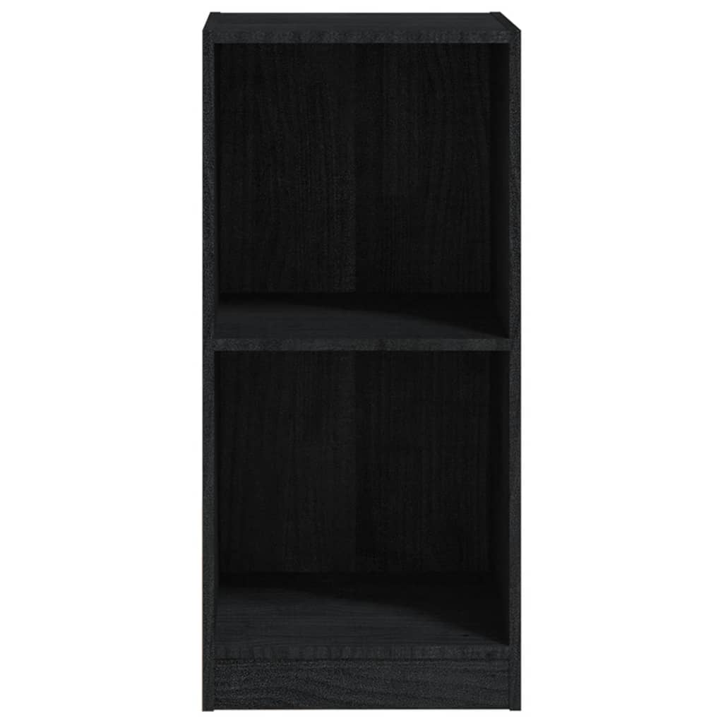 Beistellschrank Schwarz 35,5x33,5x76 cm Massivholz Kiefer