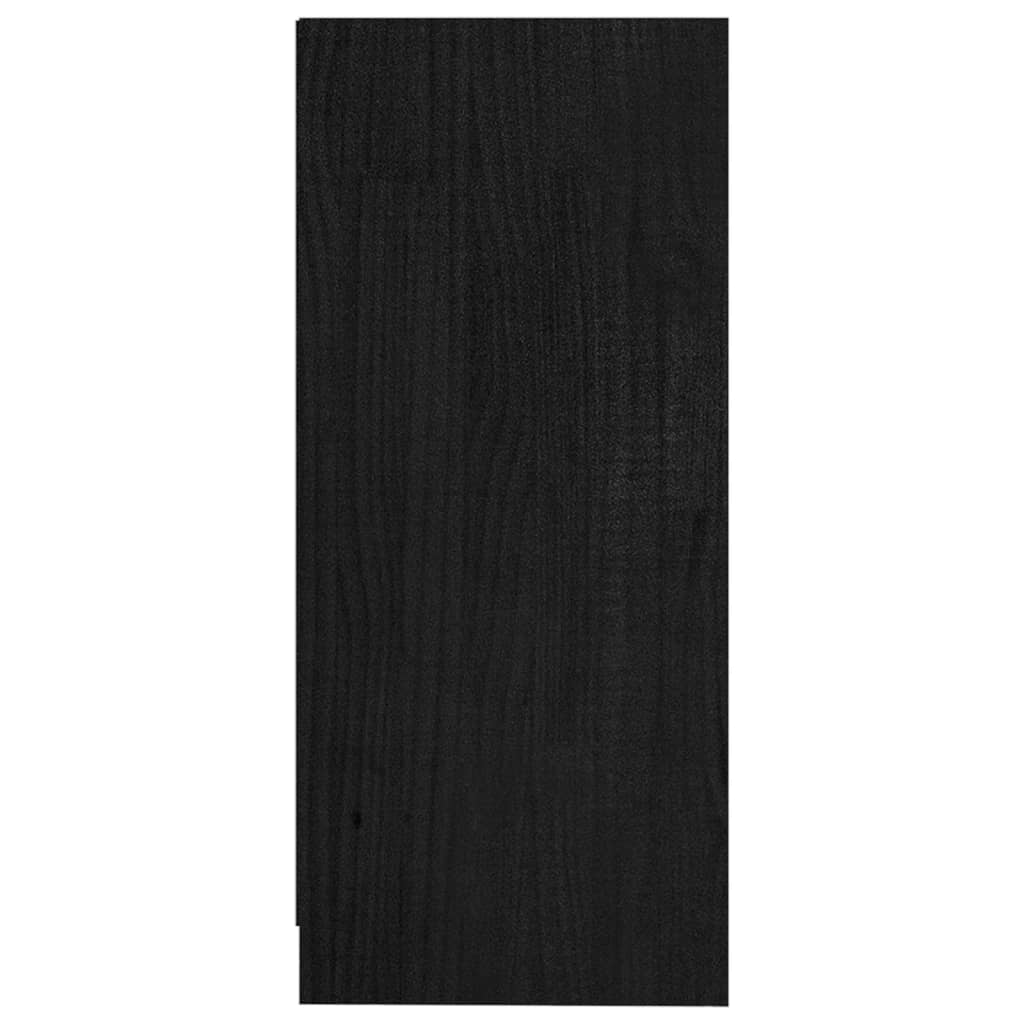Beistellschrank Schwarz 35,5x33,5x76 cm Massivholz Kiefer