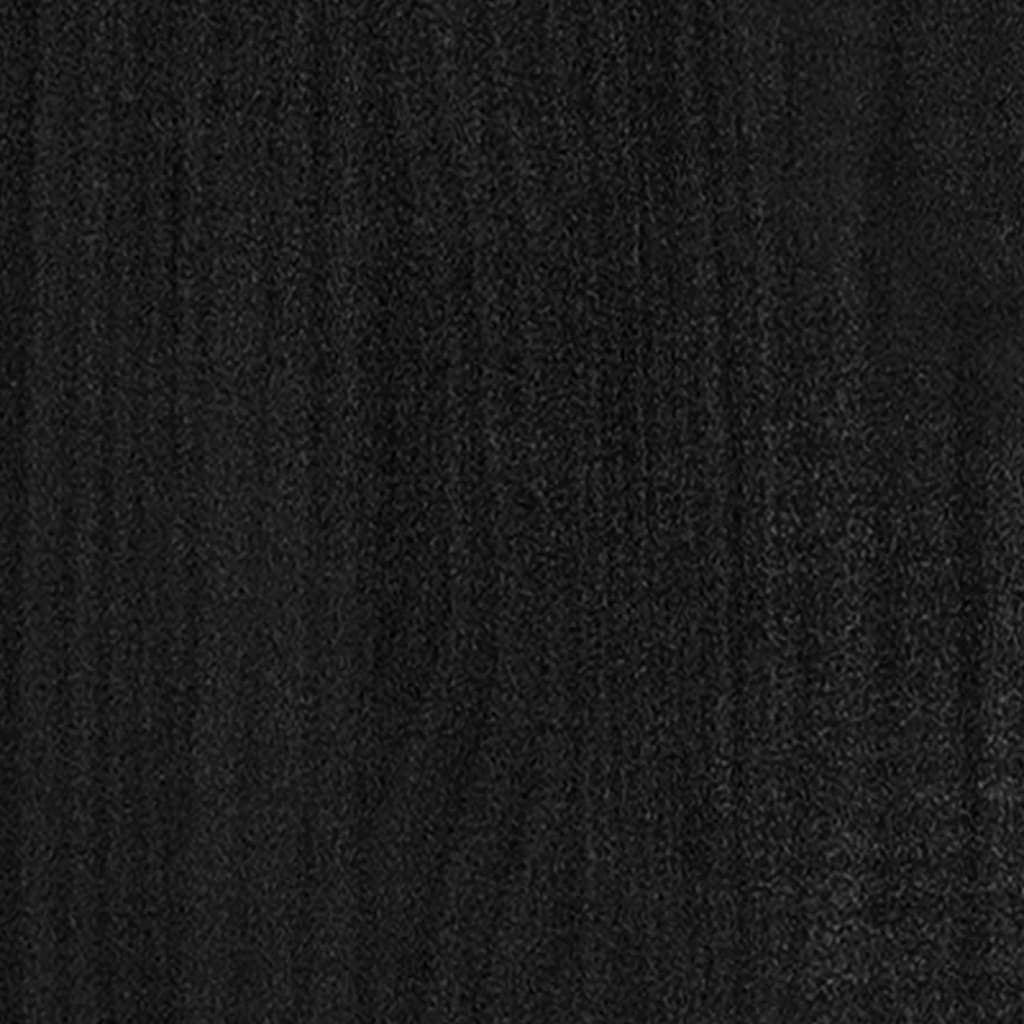 Beistellschrank Schwarz 35,5x33,5x76 cm Massivholz Kiefer