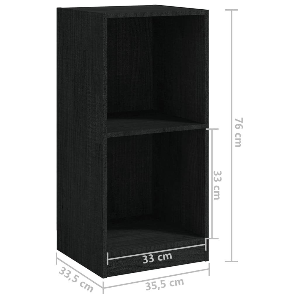 Beistellschrank Schwarz 35,5x33,5x76 cm Massivholz Kiefer
