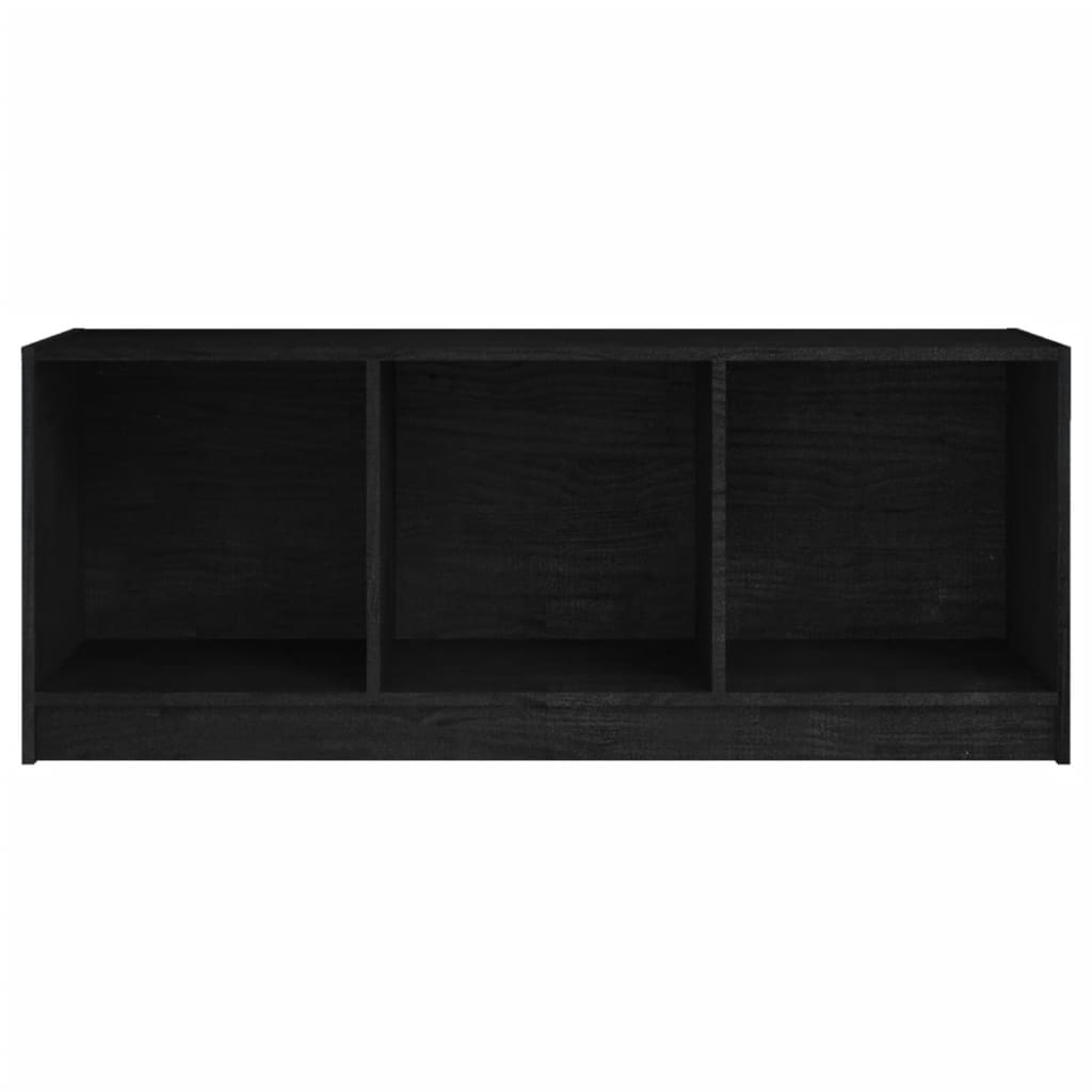 TV-Schrank Schwarz 104x33x41 cm Massivholz Kiefer
