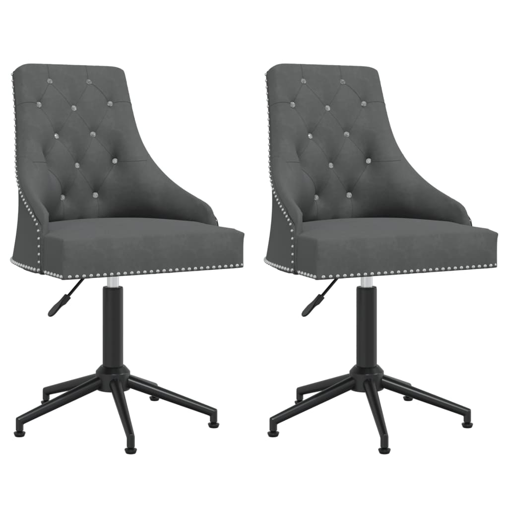 Esszimmerstühle 2 Stk. Drehbar Dunkelgrau Samt