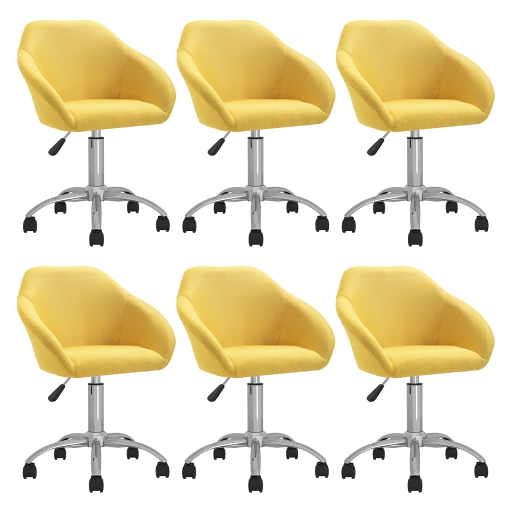 Esszimmerstühle 6 Stk. Drehbar Gelb Stoff