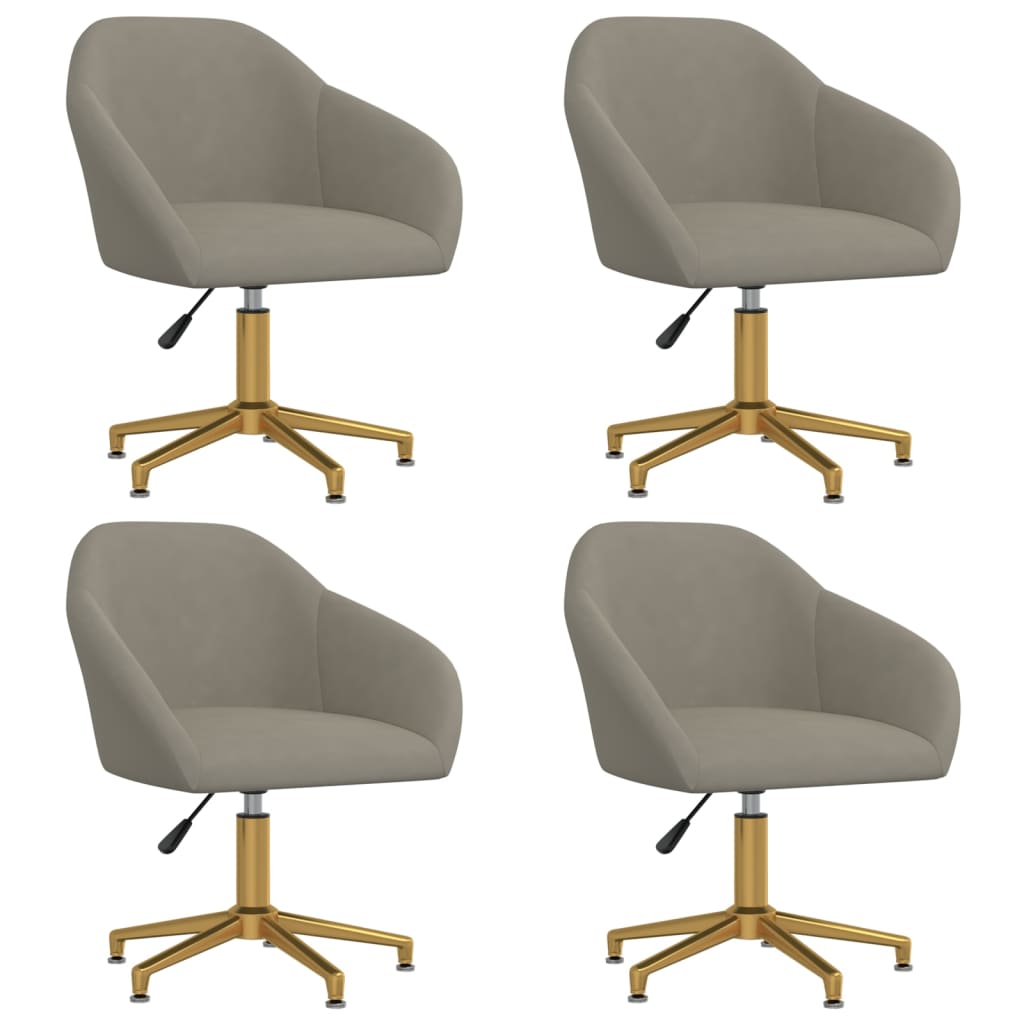 Esszimmerstühle 4 Stk. Drehbar Hellgrau Samt