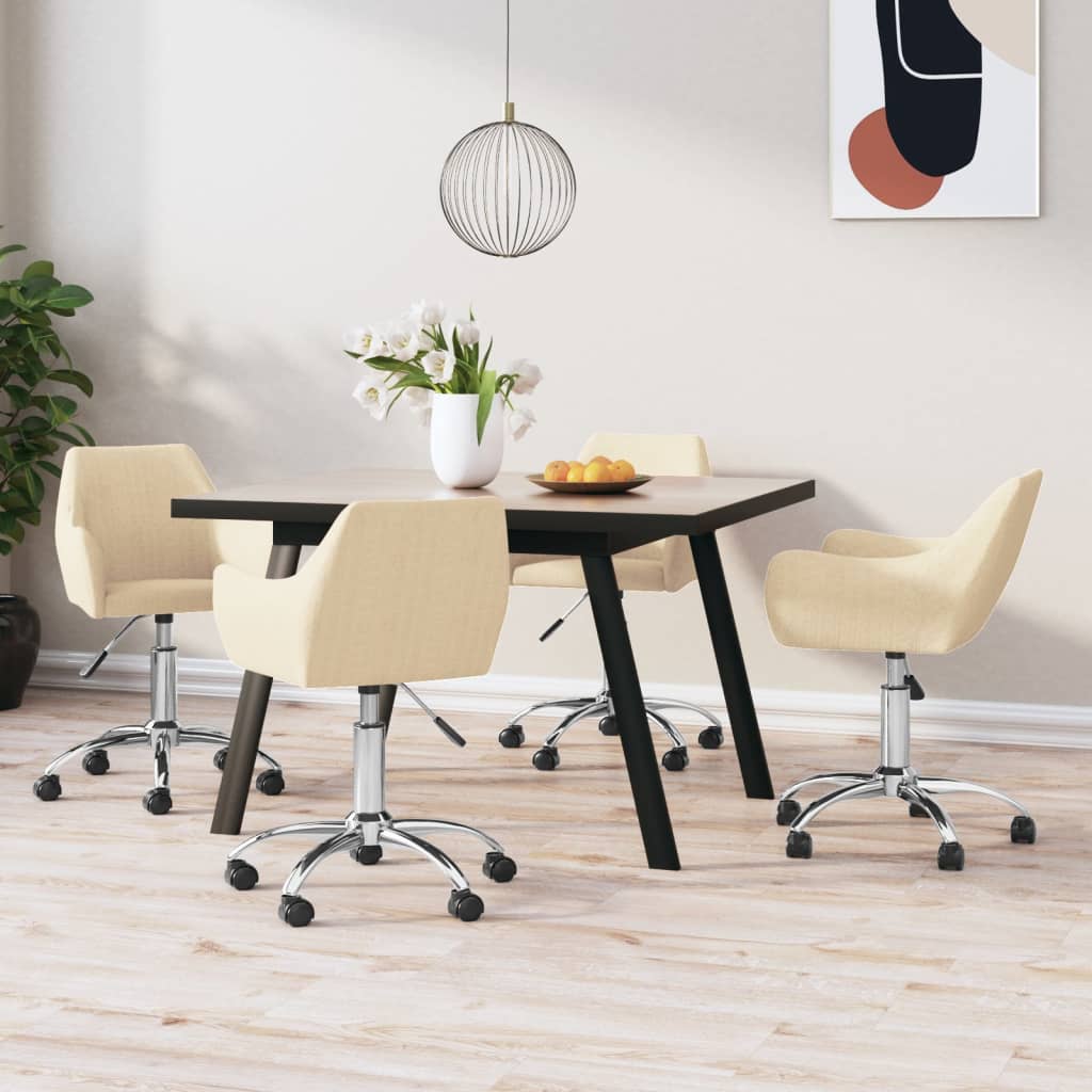Esszimmerstühle 4 Stk. Drehbar Creme Stoff