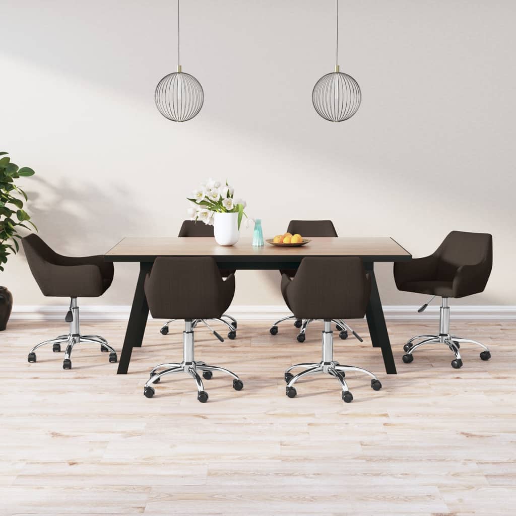 Esszimmerstühle 6 Stk. Drehbar Dunkelbraun Stoff