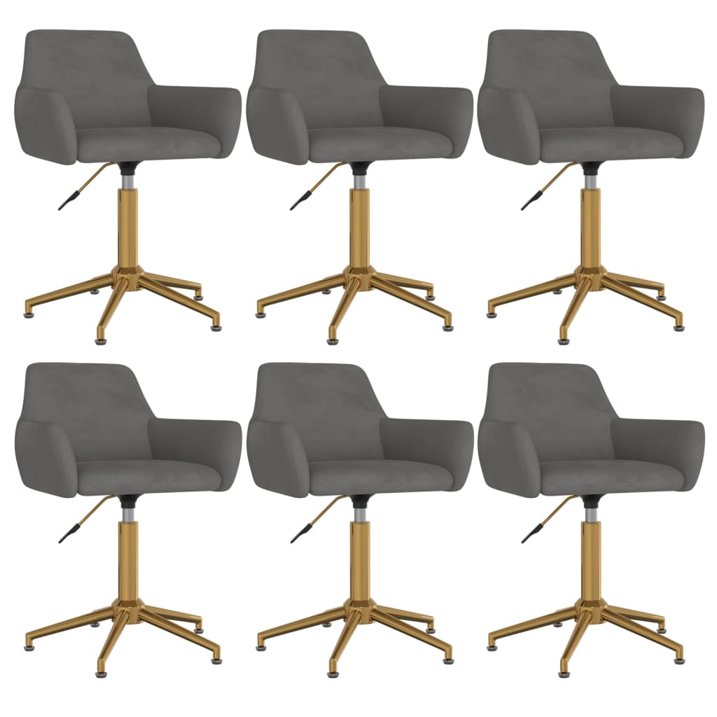 Esszimmerstühle 6 Stk. Drehbar Dunkelgrau Samt