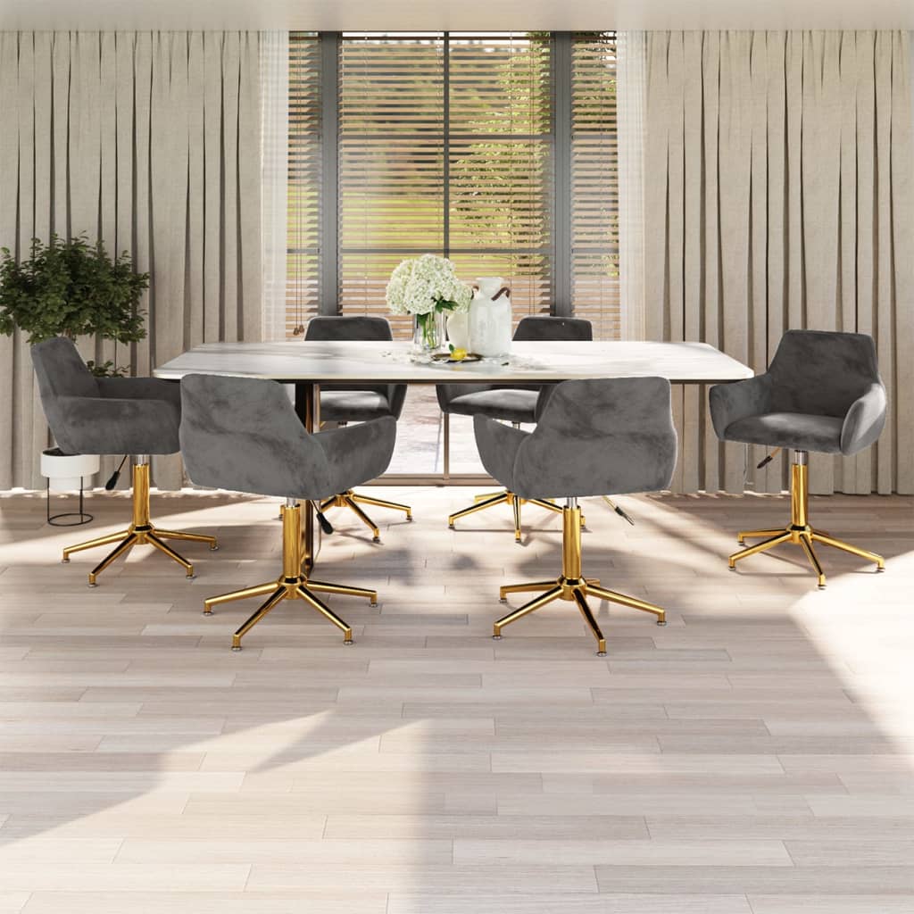 Esszimmerstühle 6 Stk. Drehbar Dunkelgrau Samt