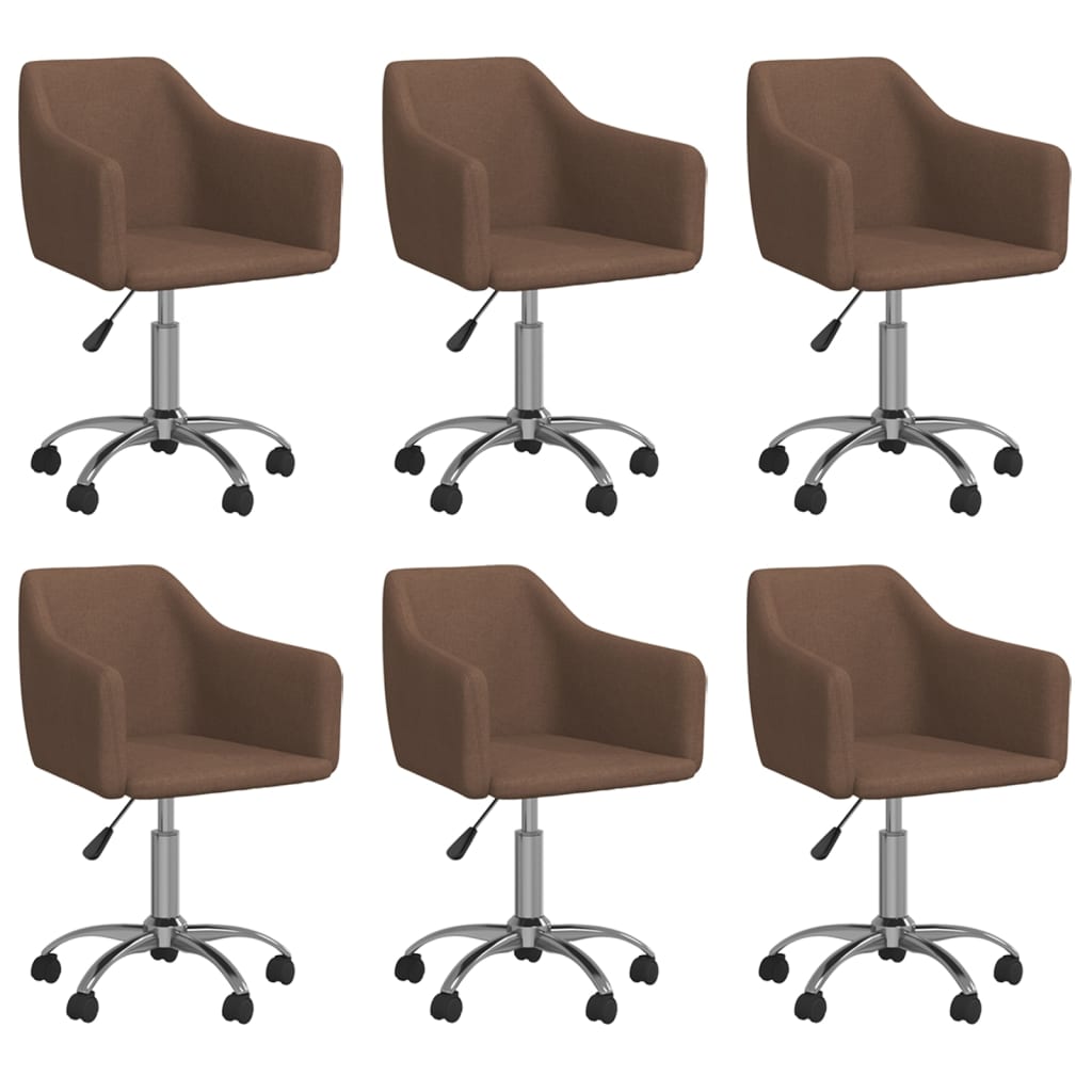 Esszimmerstühle 6 Stk. Drehbar Braun Stoff