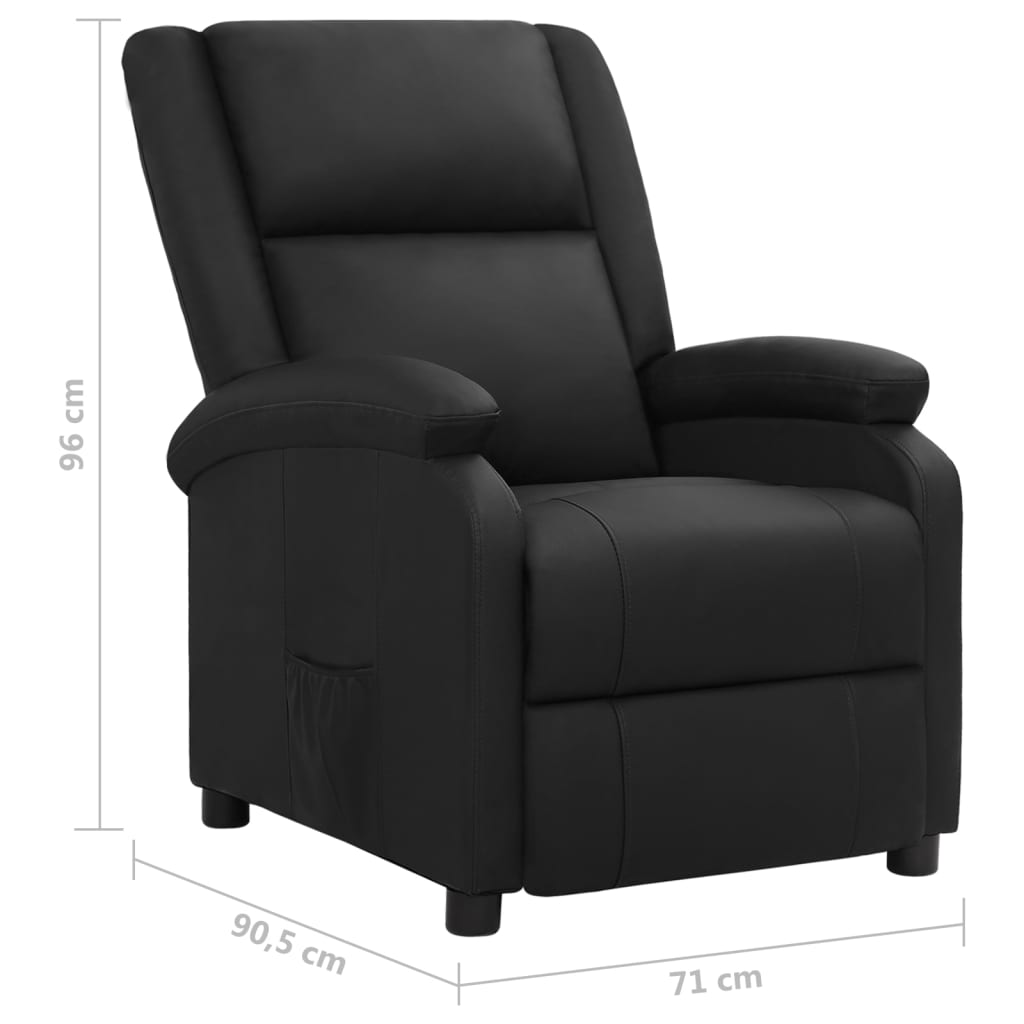 Aufstehsessel Schwarz Echtleder