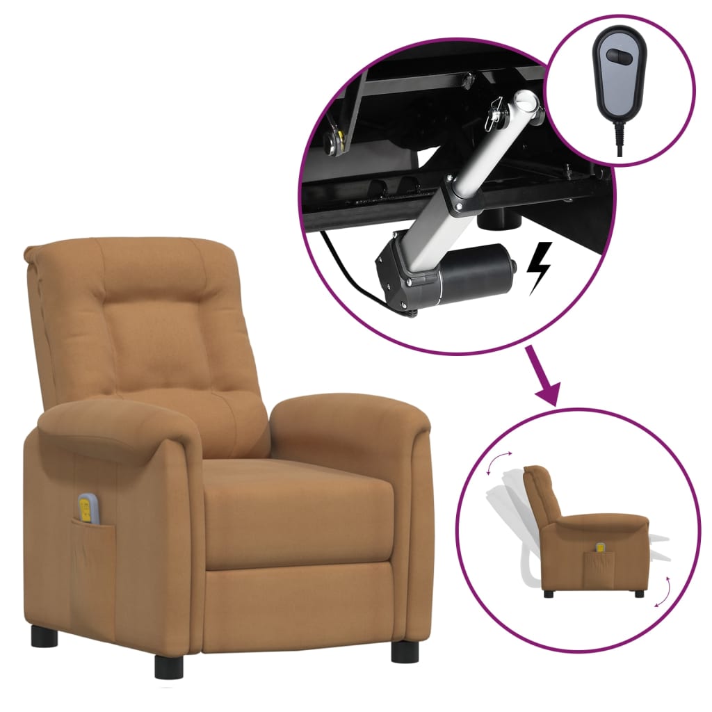 Massagesessel mit Aufstehhilfe Taupe Mikrofasergewebe