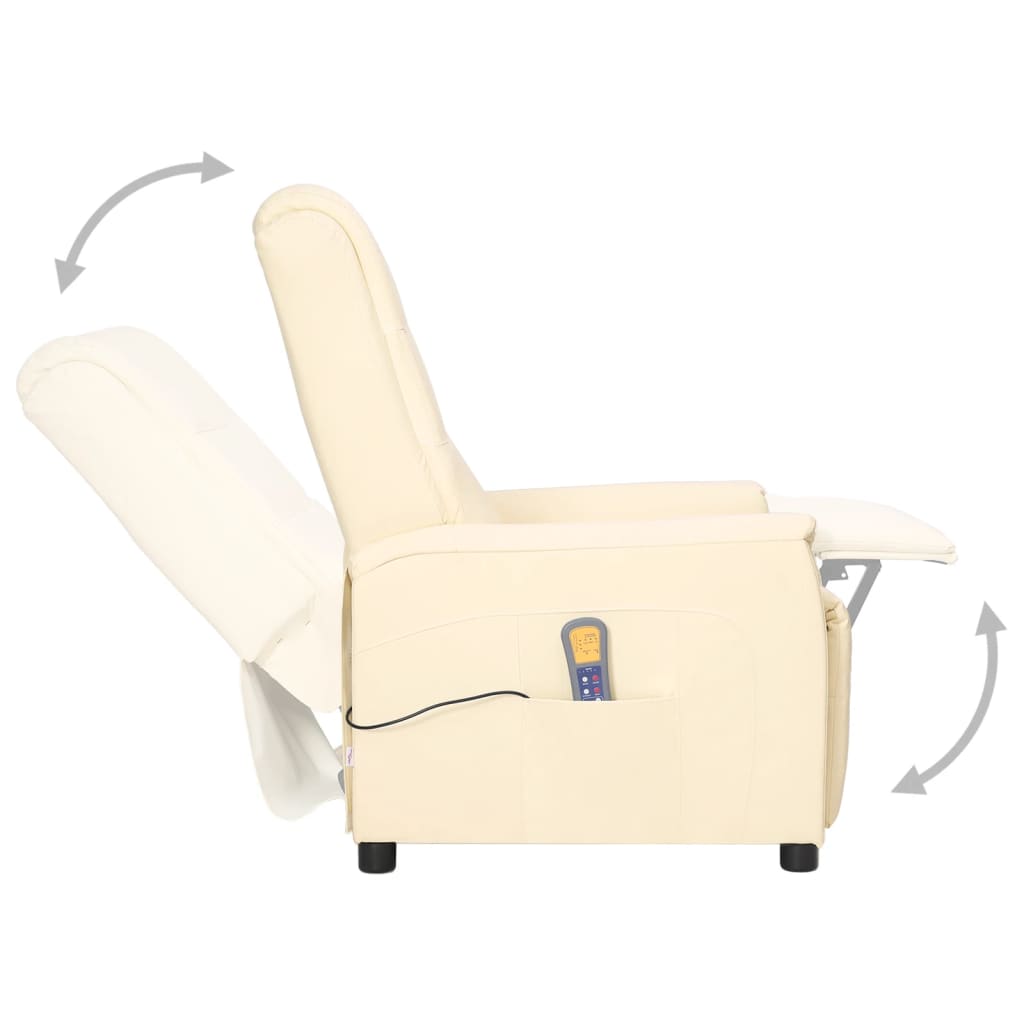 Massagesessel mit Aufstehhilfe Creme Kunstleder