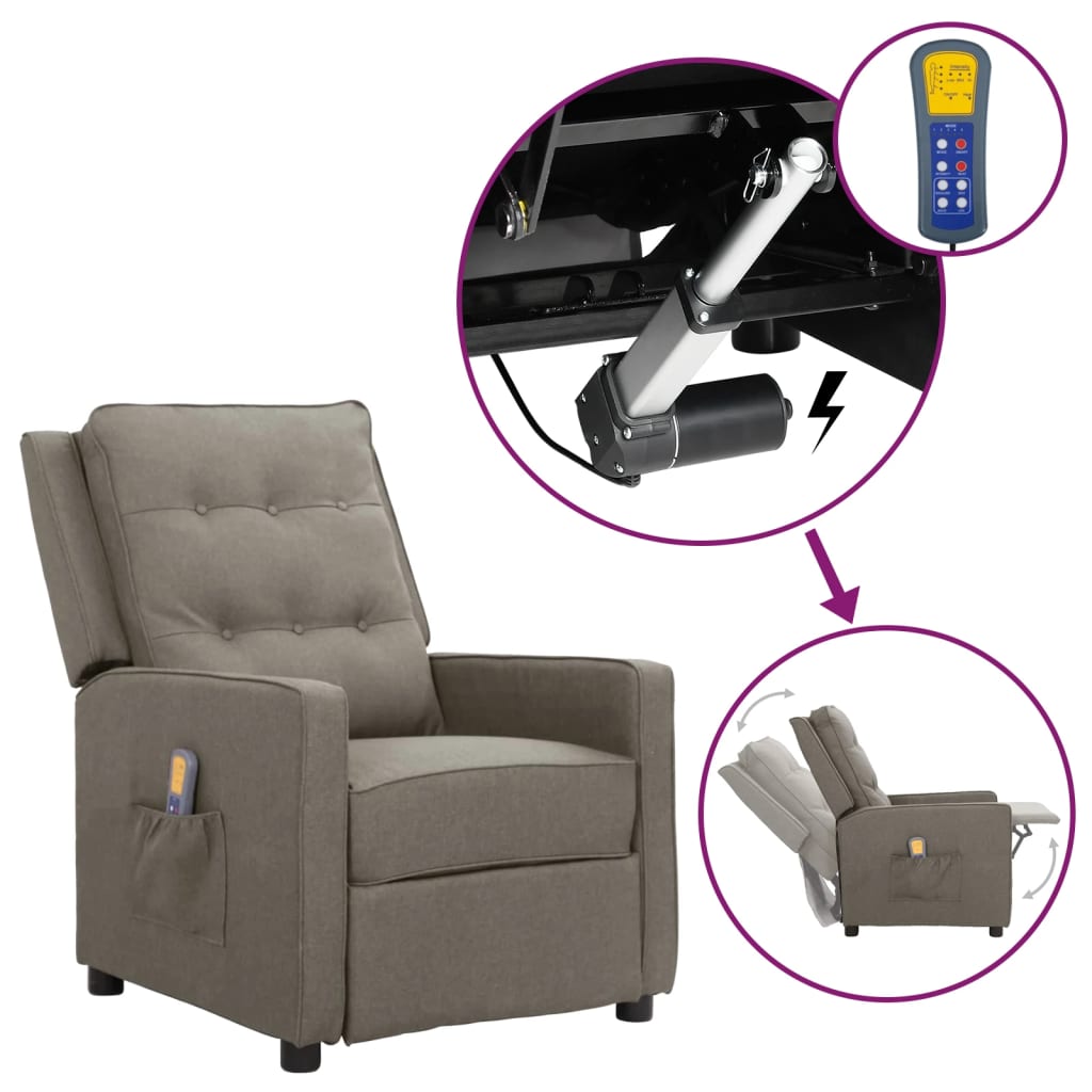 Massagesessel mit Aufstehhilfe Hellgrau Stoff