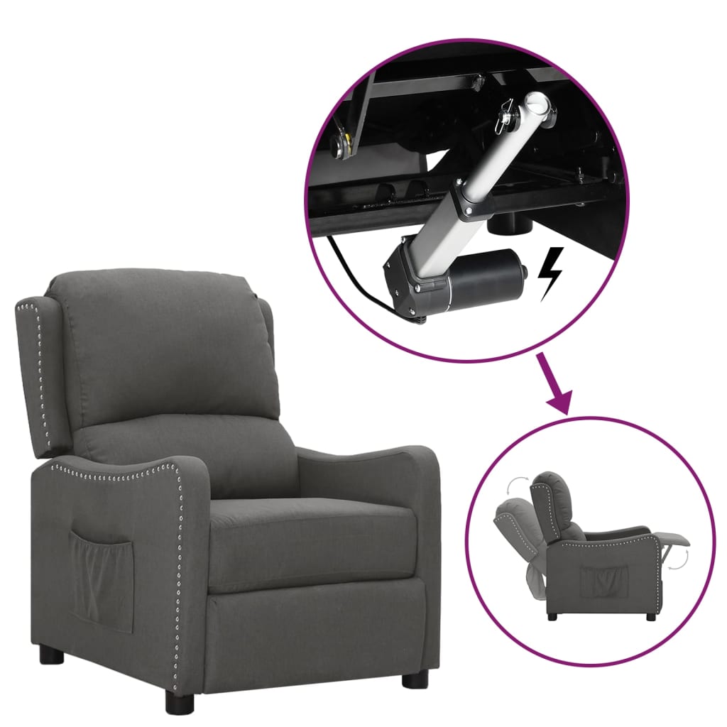 Relaxsessel mit Aufstehhilfe Dunkelgrau Stoff
