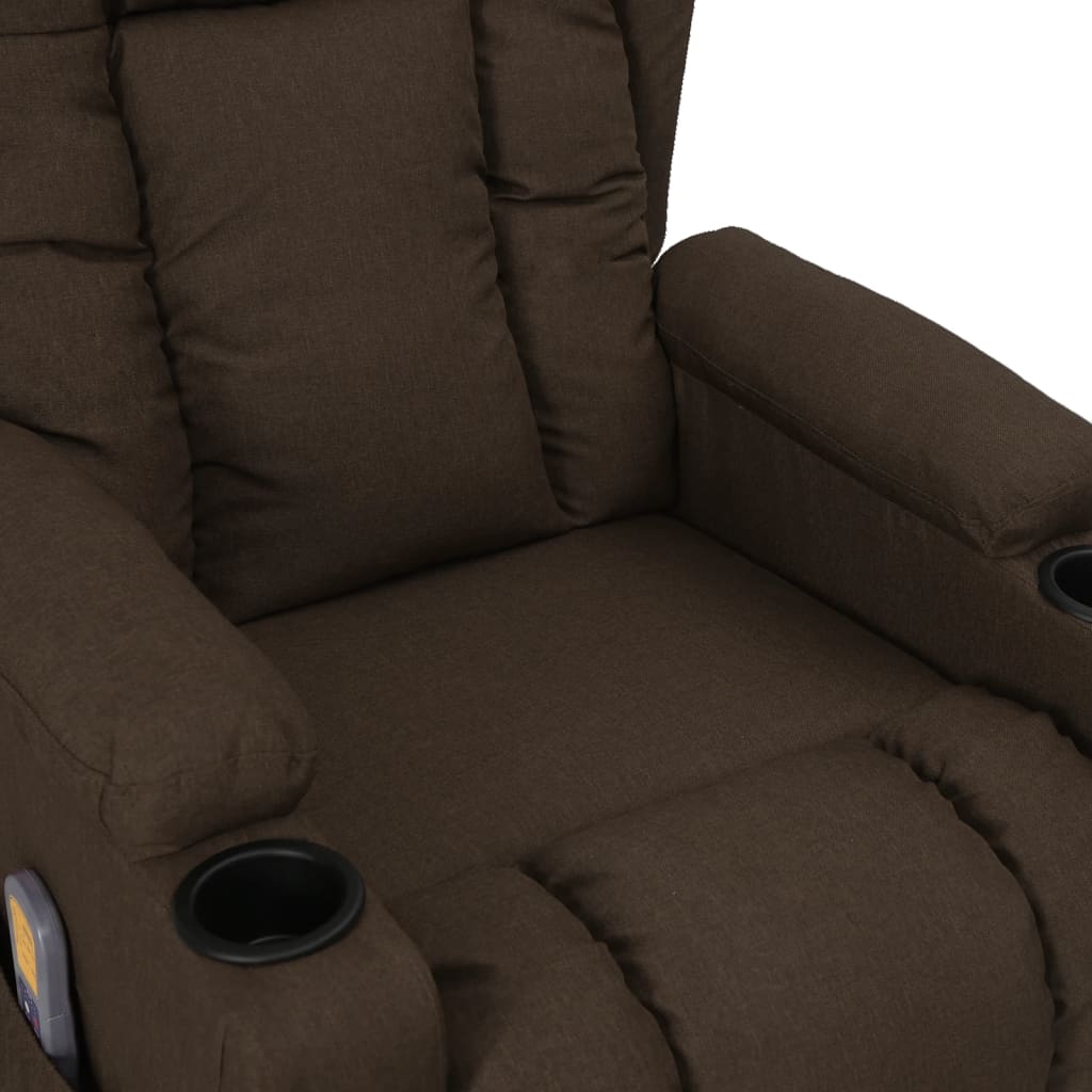 Massagesessel mit Aufstehhilfe Dunkelbraun Stoff