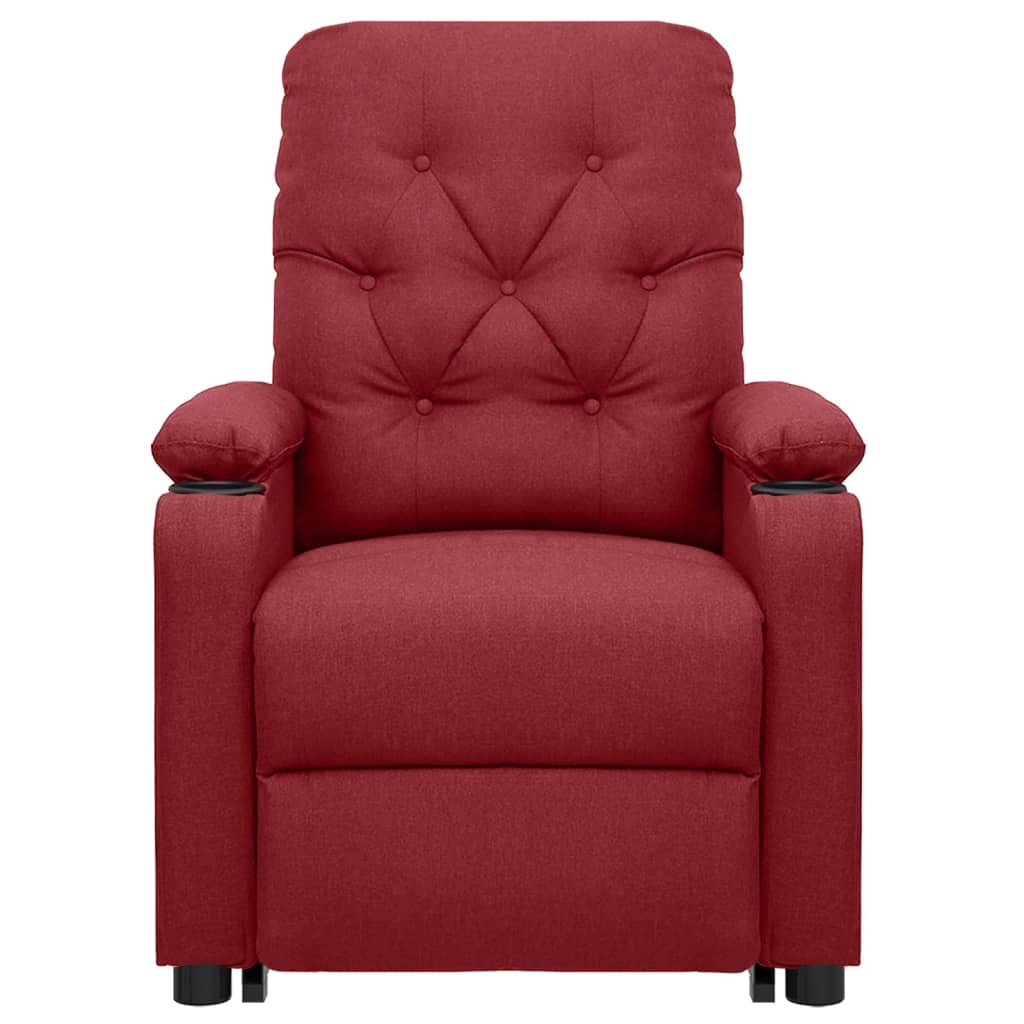 Massagesessel mit Aufstehhilfe Weinrot Stoff