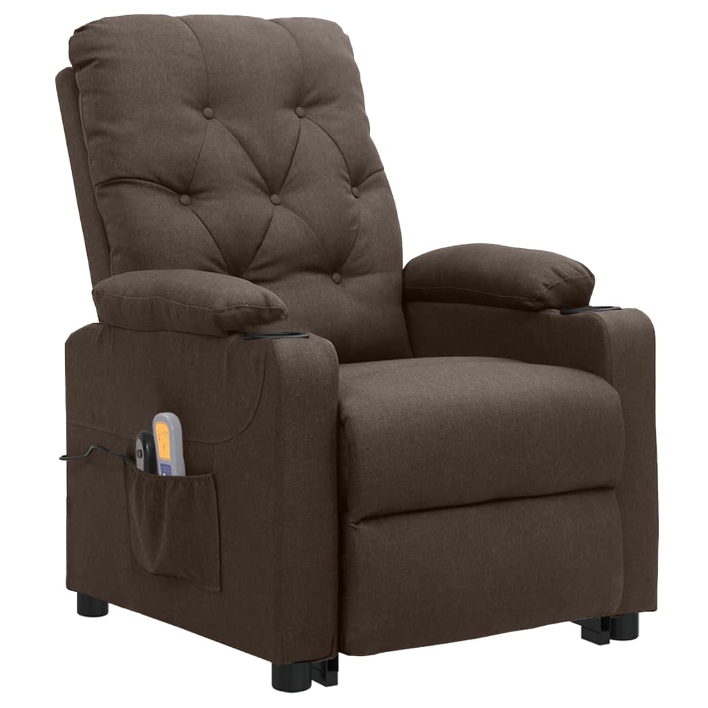 Massagesessel mit Aufstehhilfe Braun Stoff