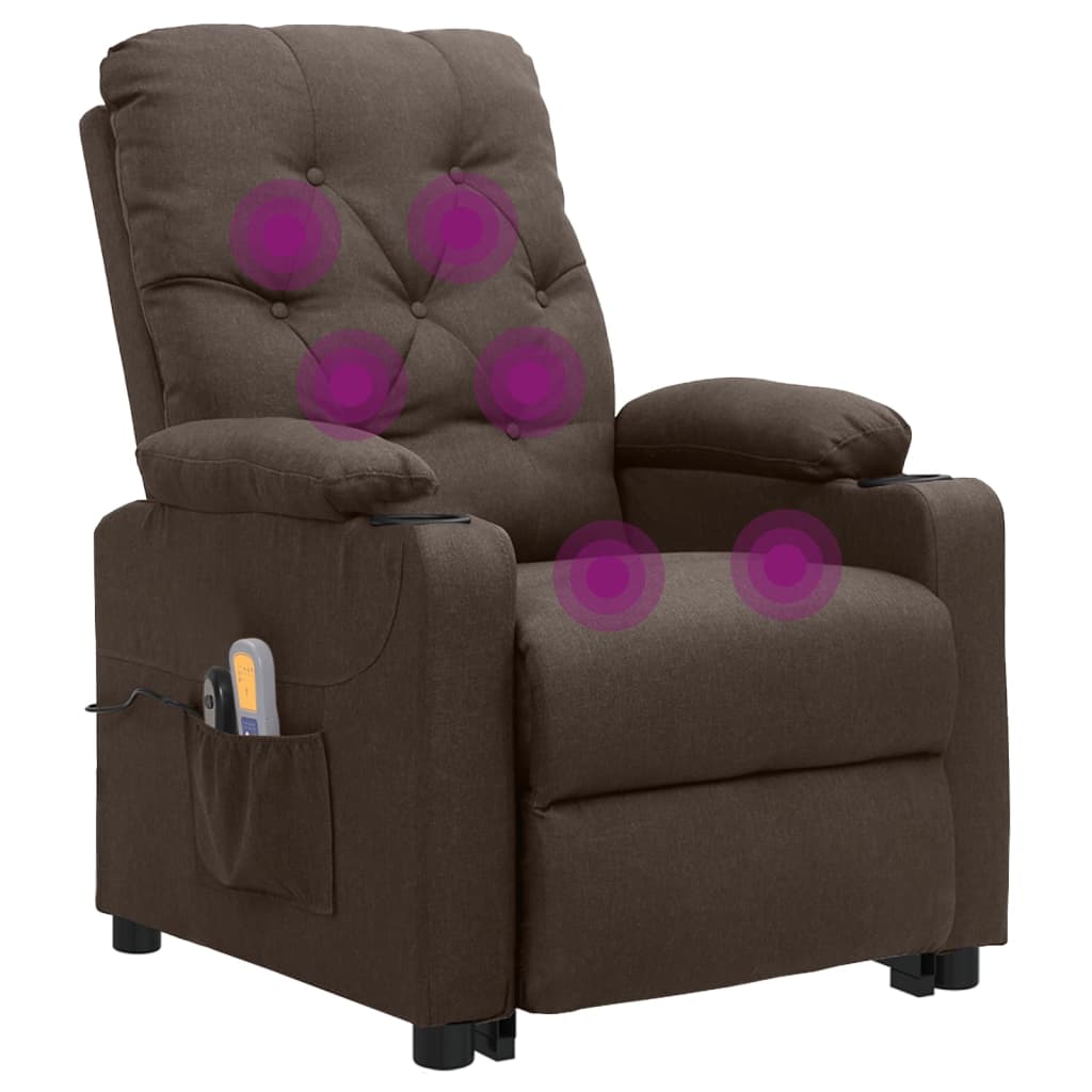 Massagesessel mit Aufstehhilfe Braun Stoff