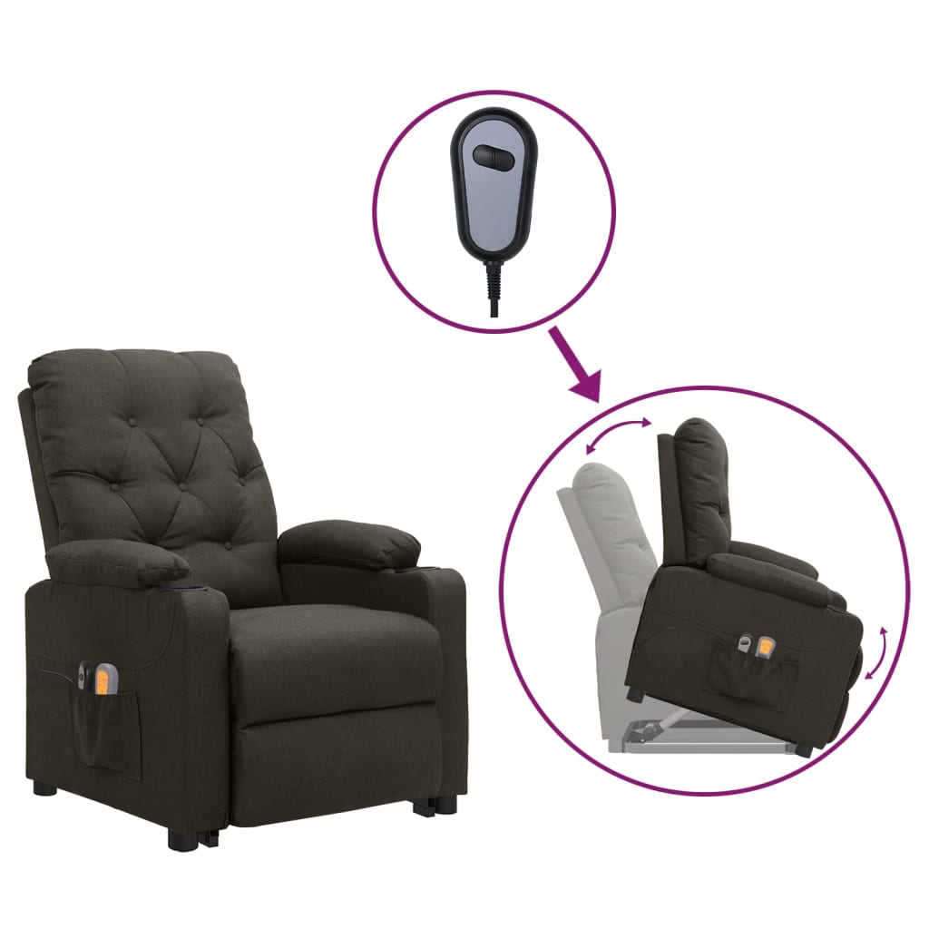 Massagesessel mit Aufstehhilfe Taupe Stoff